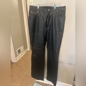 Newport Black Straight Leg Leather Pants TALL